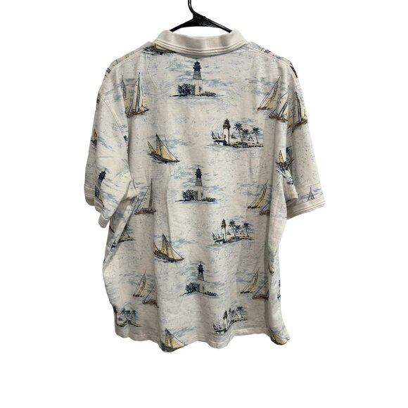 Windham Pointe Nautical Polo Shirt All-Over Sailboat Lighthouse Print Sz XL - Picture 2 of 8